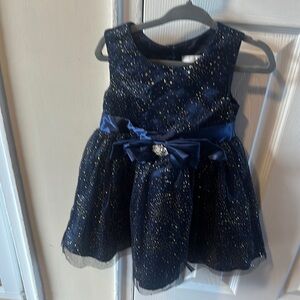 Rare Editions Blue Sequin Tiered Fit and Flare Dress